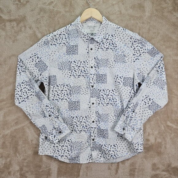 Calvin Klein Jeans White Spotted Button-Down Shirt Long Sleeve Men's Size L - Picture 1 of 10